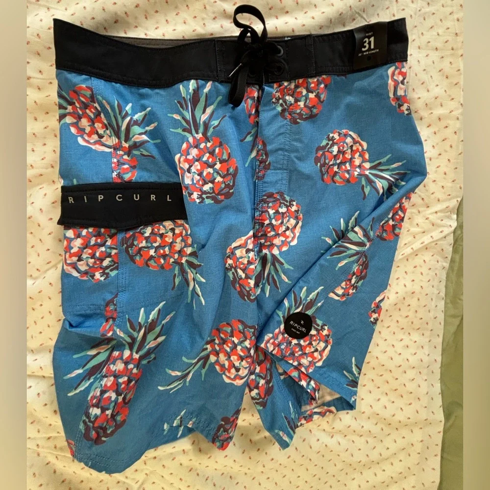 Rip Curl Board Short New w/tags Surfer Skate Tropical Hawaiian Blue Pineapple 31